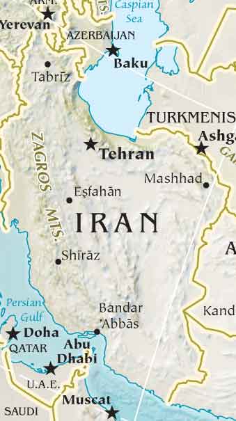 Map of Iran Iran is simply full of mountains, and the only two areas where 