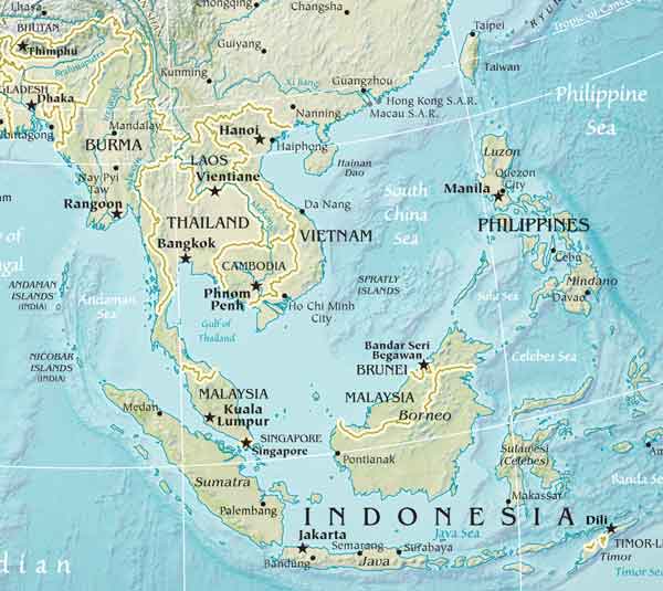 Physical Map Of South Asia