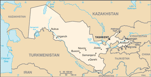 Map of Uzbekistan