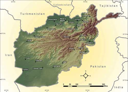 Physical Map of Afghanistan