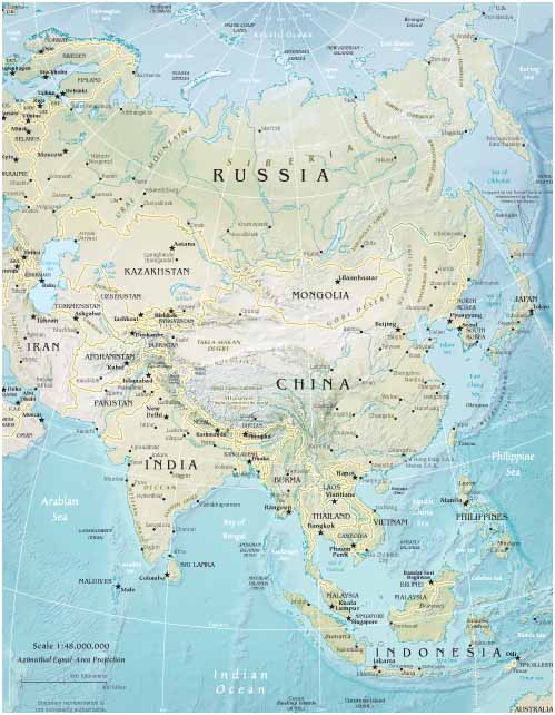 Physical Map of Asia