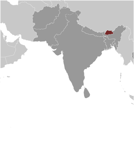 Physical Map of Bhutan